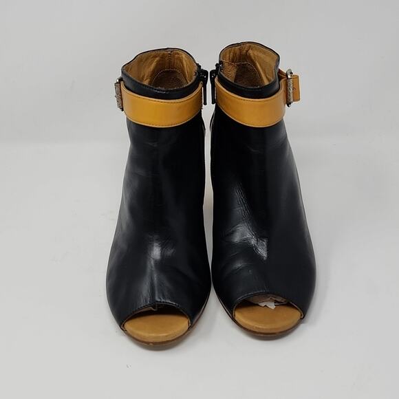 Maison Martin Margiela MM6 Colorblock Leather Open Toe Wedge Booties Size 37.5 - Picture 2 of 8